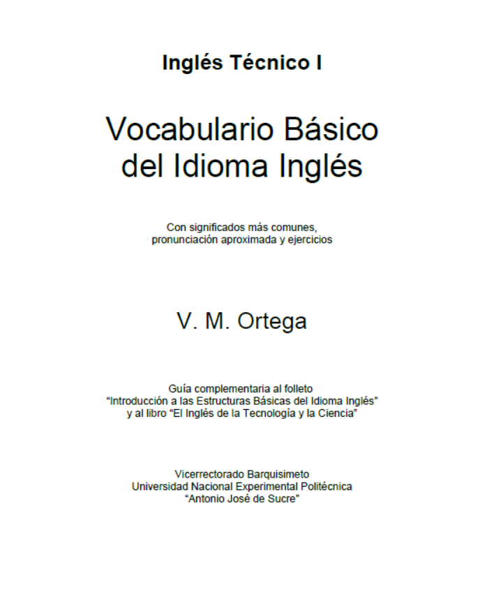 VOCABULARIO BÁSICO DEL IDIOMA INGLÉS